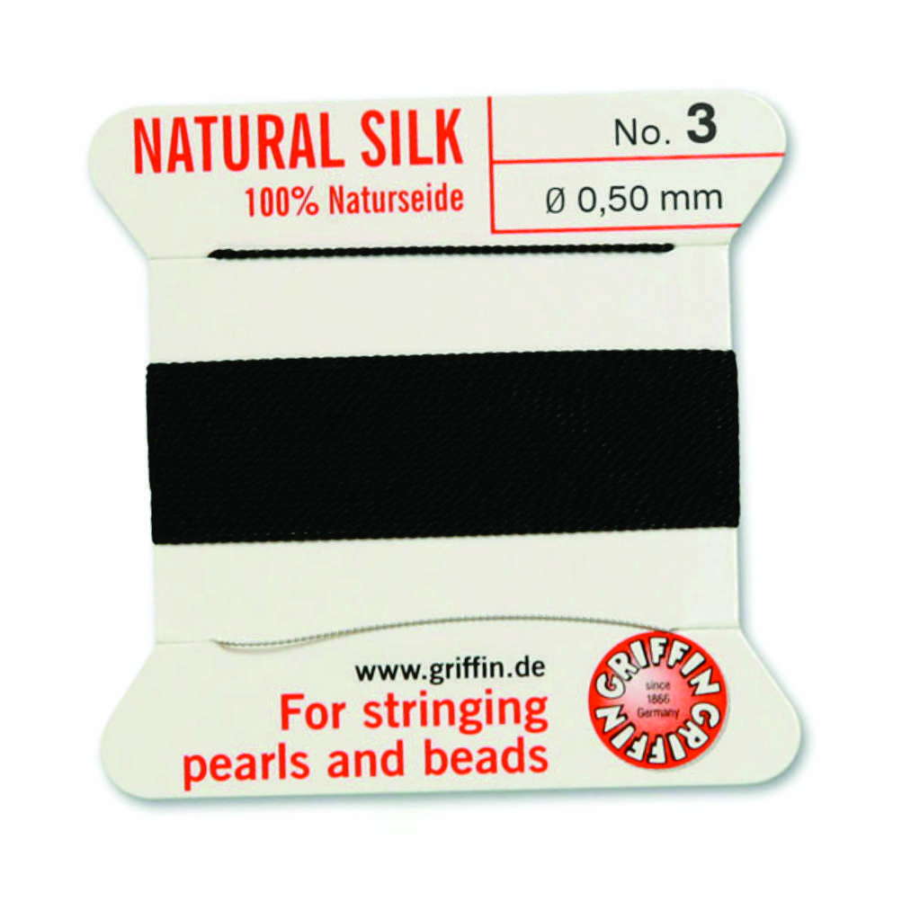 Silk Cord #3 (0.5mm) Black <br> Length: 2 Meters