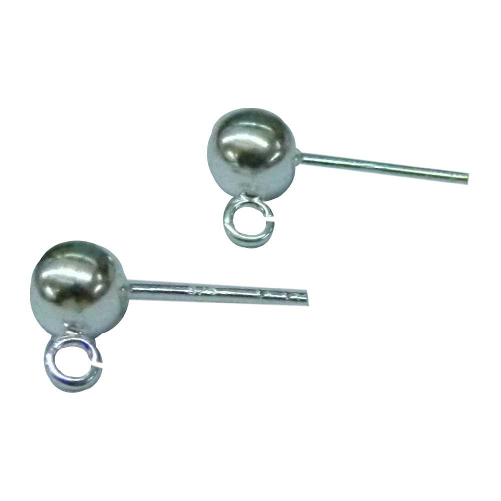 Sterling Silver Ball Stud With Ring <br> Size: 6mm Ball<br>Sold Per Pair<br> **Excludes Butterflies**