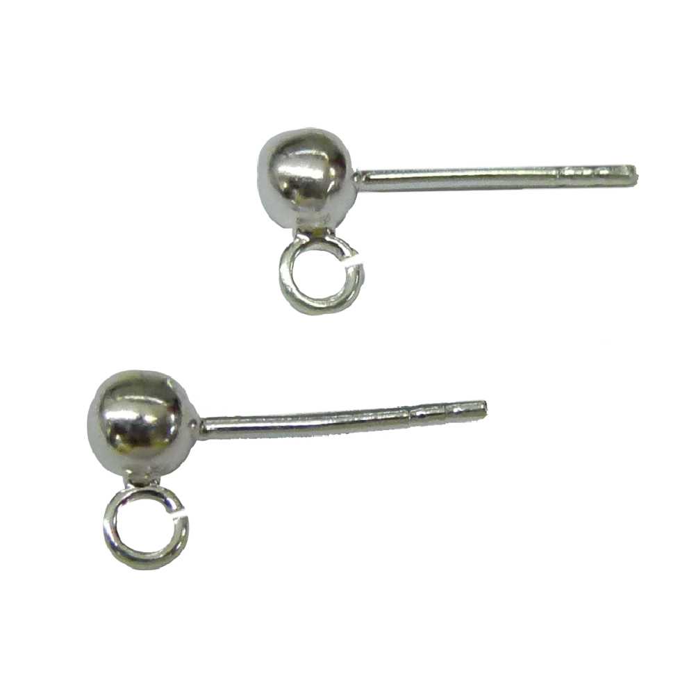 Sterling Silver Ball Stud with Ring <br>Size: 4mm Ball <br> Sold Per Pair <br>**Excludes Butterflies**