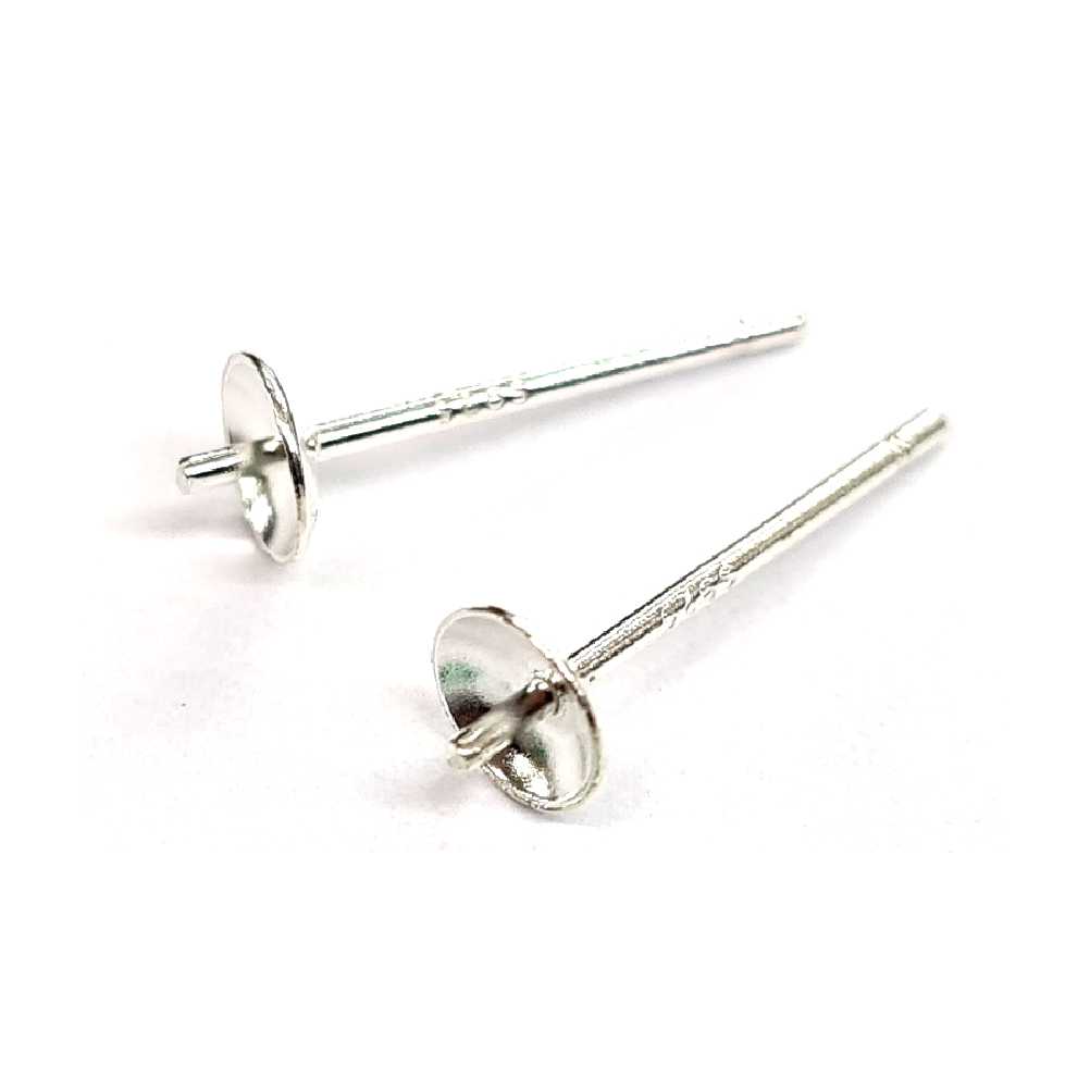 Sterling Silver Cup & Pin <br> Size: 4mm <br> Per Pair <br> **Excludes Butterflies**
